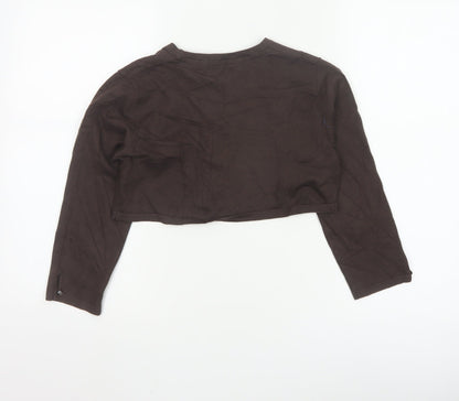 Monsoon Women Brown Size 10 Cotton Knit Shrug Cardigan