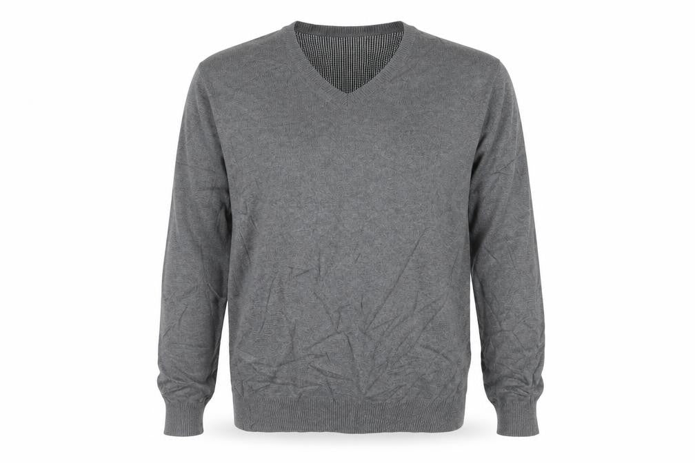 Marks & Spencer Blue Harbour Grey Cotton V-Neck Men's Jumper Size S