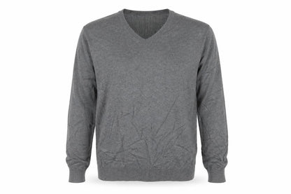 Marks & Spencer Blue Harbour Grey Cotton V-Neck Men's Jumper Size S