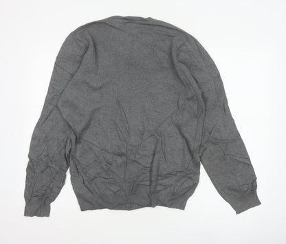 Marks and Spencer Blue Harbour Grey Cotton V-Neck Men's Jumper Size S