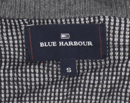 Marks and Spencer Blue Harbour Grey Cotton V-Neck Men's Jumper Size S