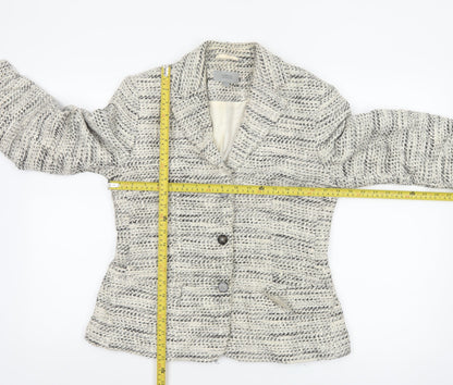 Marks and Spencer Women Beige Bouclé Blazer Size 10 Single-Breasted