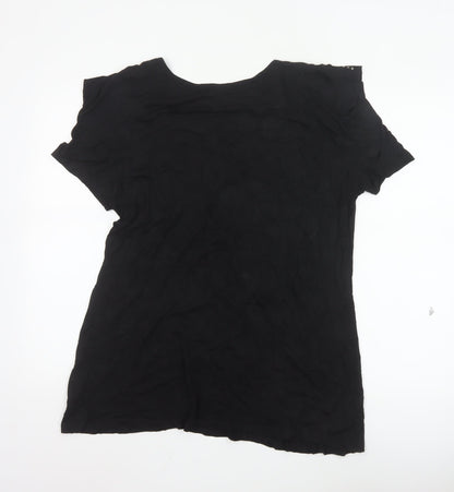 TU Women’s Black Studded Short Sleeve Scoop Neck Viscose Top Size 20