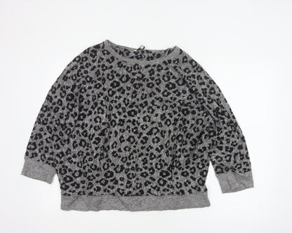 Next Women’s Grey Leopard Print Relaxed Jersey Top Size 14