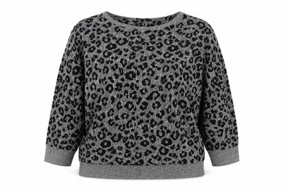 Next Women’s Grey Leopard Print Relaxed Jersey Top Size 14