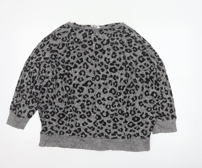 Next Women’s Grey Leopard Print Relaxed Jersey Top Size 14