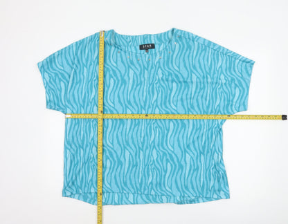 Star by Julien Macdonald Women’s Blue Animal Print Studded T-Shirt Size 20