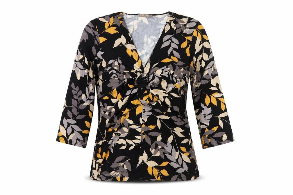KENAR Women's Multicoloured Floral V-Neck Wrap Blouse Size 12