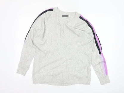Mint Velvet Women's Grey V-Neck Long Sleeve Pullover Jumper Size M