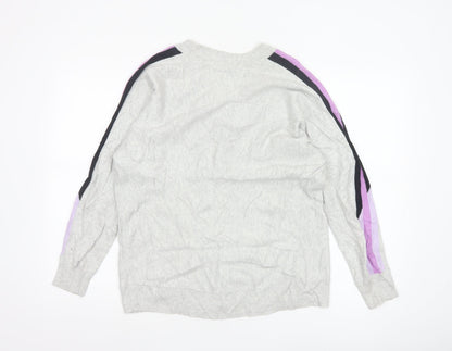 Mint Velvet Women's Grey V-Neck Long Sleeve Pullover Jumper Size M