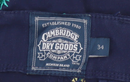 Cambridge Dry Goods Men's Blue Pineapple Embroidered Chino Shorts Size 34
