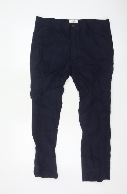 Marks and Spencer Men's Blue Regular Fit Chino Trousers 36x29