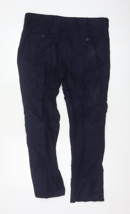 Marks and Spencer Men's Blue Regular Fit Chino Trousers 36x29