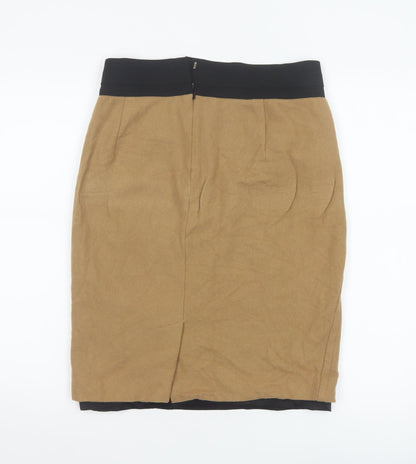 DKNY Women Beige Wool Pencil Skirt Size 6 Knee Length