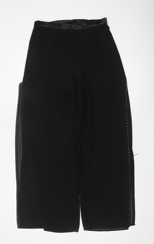 Roman Originals Women Black Size 12 Wide-Leg Studded Trousers