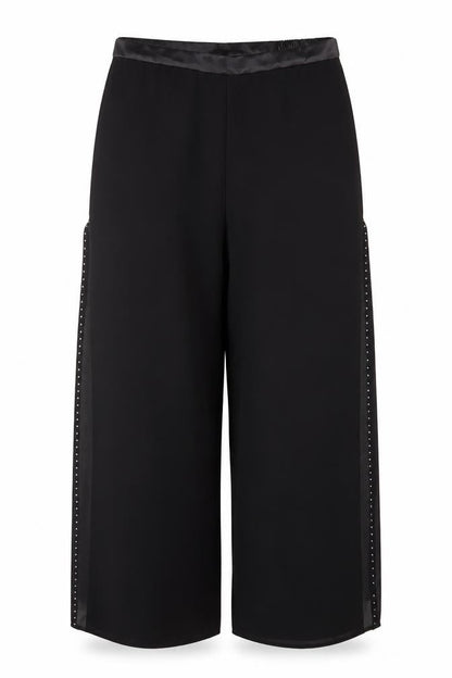 Front view of Roman Originals Women Black, size 12, Wide-Leg Studded Trousers