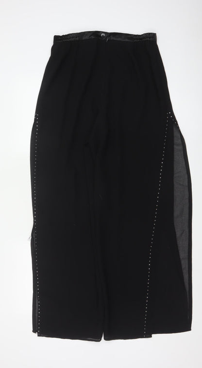 Roman Originals Women Black Size 12 Wide-Leg Studded Trousers