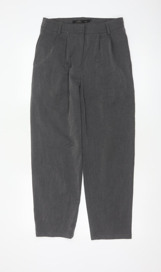 VNOOK Women Grey Chino Trousers L High Rise Pleated Tapered