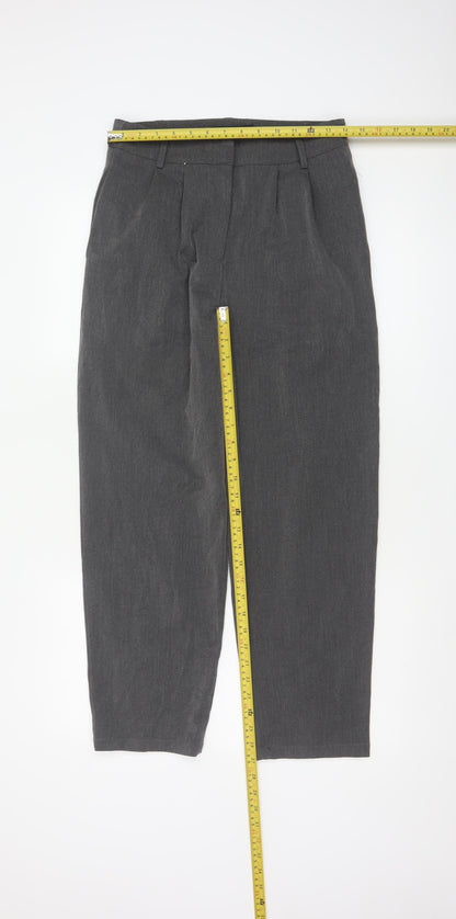 VNOOK Women Grey Chino Trousers L High Rise Pleated Tapered