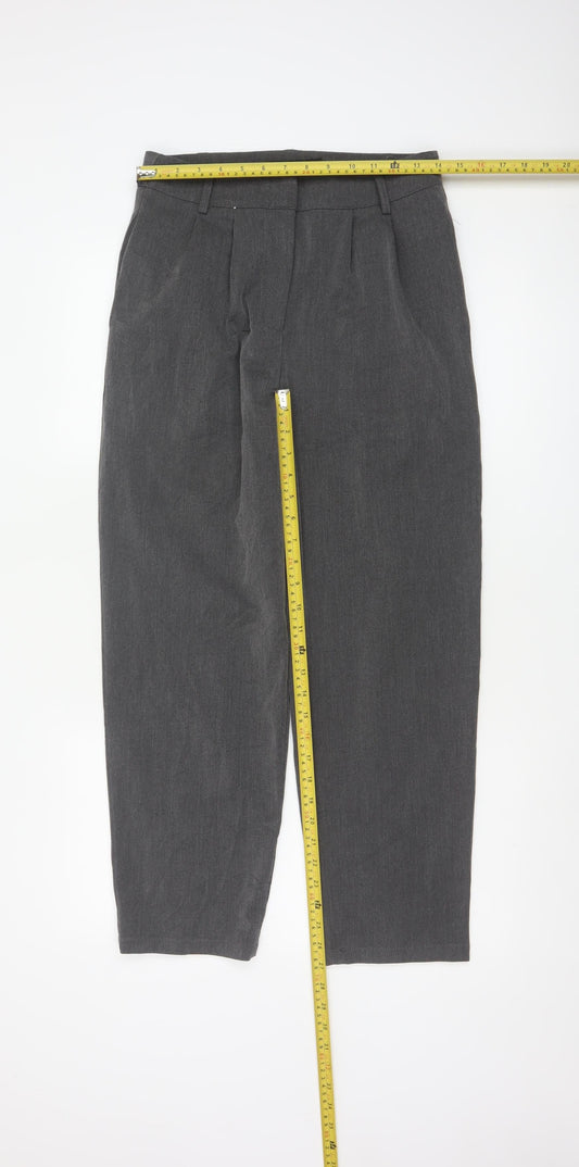 VNOOK Women Grey Chino Trousers L High Rise Pleated Tapered