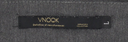 VNOOK Women Grey Chino Trousers L High Rise Pleated Tapered