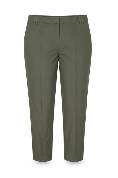 Oasis Womens Khaki Cotton Blend Trousers Size 16 Classic Straight Leg
