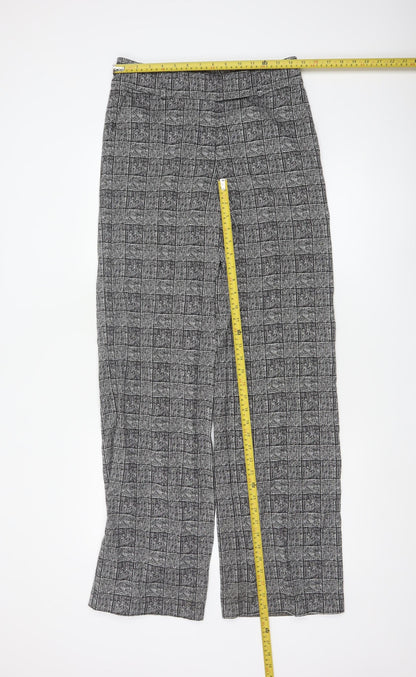 Marks and Spencer Women's Grey Check Trousers Size 10 Tall