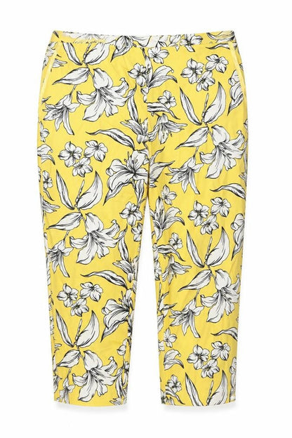 Tu Women’s Yellow Floral Cropped Slim Trousers Size 14S