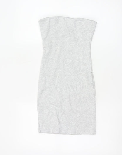Bershka Women’s Grey Strapless Bodycon Knee Length Dress Size S
