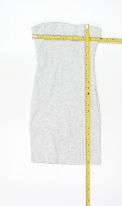 Bershka Women’s Grey Strapless Bodycon Knee Length Dress Size S
