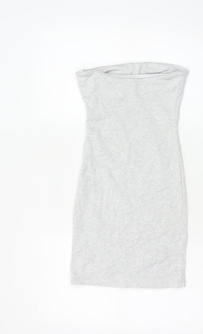 Bershka Women’s Grey Strapless Bodycon Knee Length Dress Size S