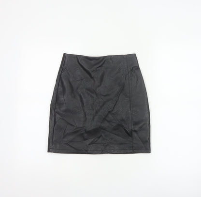 Topshop Women’s Black Faux Leather Pencil Skirt Size 4