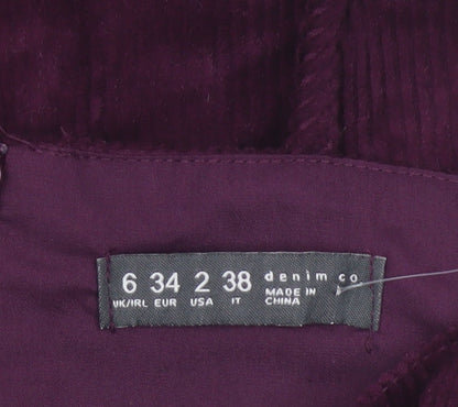 Denim Co Women Purple Bodycon Corduroy Cut Out Mini Dress Size 6
