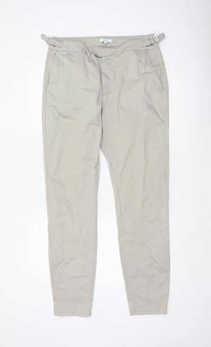 ARNE Men's Beige 34L Slim Fit Chino Trousers with Buckle Detail