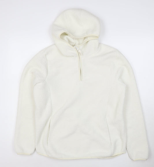 Mountain Warehouse Women’s White Fleece Hoodie UK 14 Recycled Fabric