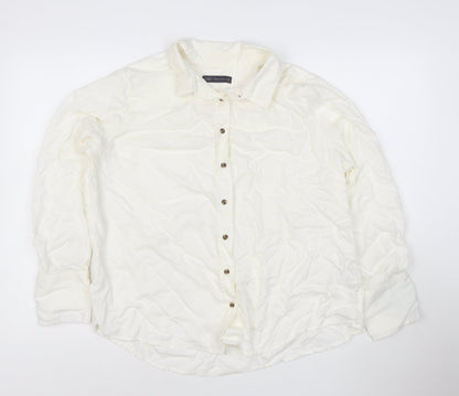 Marks and Spencer Ivory Women's Size 18 Button-Up Long Sleeve Shirt