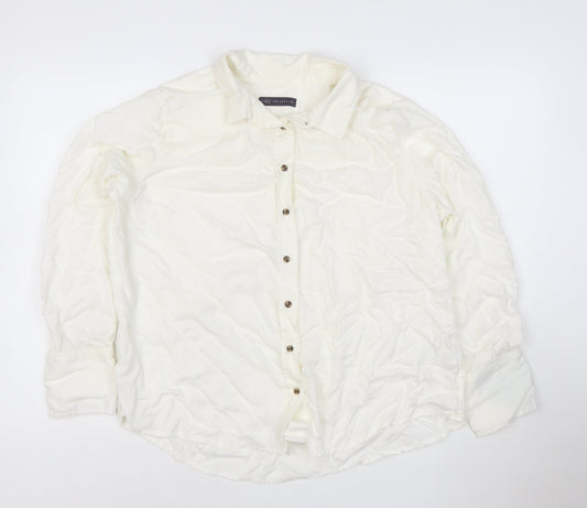Marks and Spencer Ivory Women's Size 18 Button-Up Long Sleeve Shirt