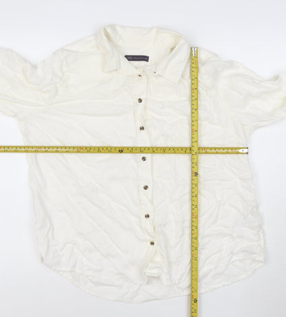 Marks and Spencer Ivory Women's Size 18 Button-Up Long Sleeve Shirt