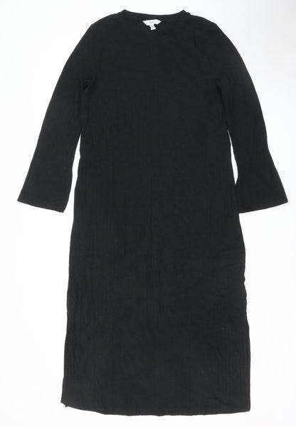 Marks and Spencer Womens Black Size 14 Shift Long Sleeve Dress