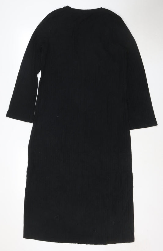 Marks and Spencer Womens Black Size 14 Shift Long Sleeve Dress