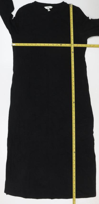 Marks and Spencer Womens Black Size 14 Shift Long Sleeve Dress
