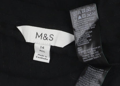 Marks and Spencer Womens Black Size 14 Shift Long Sleeve Dress