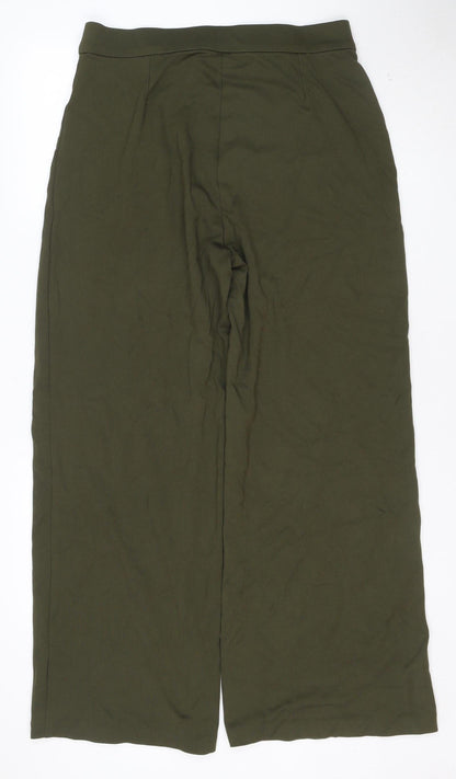 Marks and Spencer Womens Khaki Wide-Leg Trousers Size 14