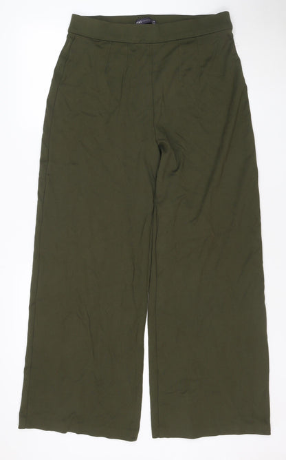 Marks and Spencer Womens Khaki Wide-Leg Trousers Size 14