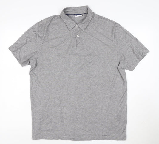 Charles Tyrwhitt Men's Grey Cotton Striped Polo Shirt Size L
