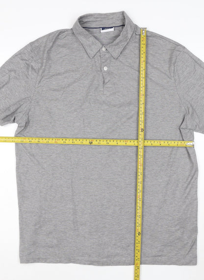 Charles Tyrwhitt Men's Grey Cotton Striped Polo Shirt Size L