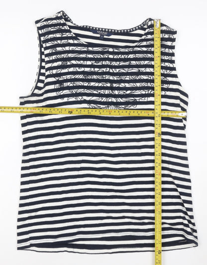 Maine New England Women's Blue Striped Cotton Sleeveless Tank Top Size 16