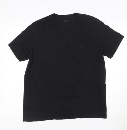 BOSS Men's Black V-Neck Cotton T-Shirt Size L