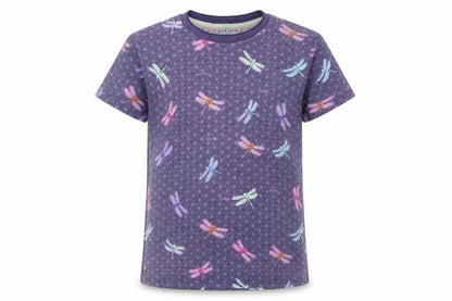 Front view of Baker by Ted Baker girls’ purple dragonfly print cotton t-shirt age 11-12