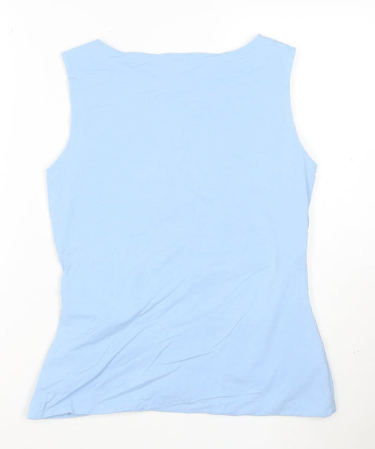 Hobbs Women Blue Sleeveless Jersey Cotton Stretch Tank Top Size M